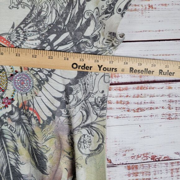 Y2K Dreamcatcher Womens Top Size L Short Sleeve Wings Feathers Made In USA - Picture 3 of 9